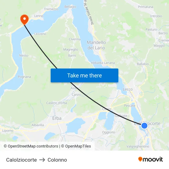 Calolziocorte to Colonno map