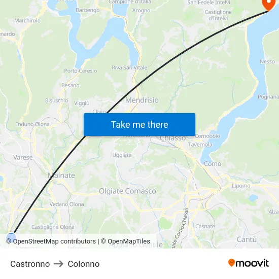 Castronno to Colonno map