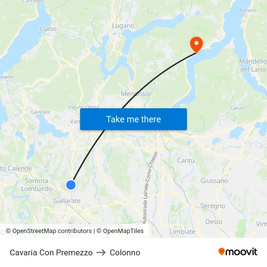 Cavaria Con Premezzo to Colonno map