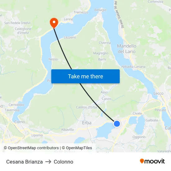 Cesana Brianza to Colonno map