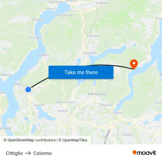 Cittiglio to Colonno map