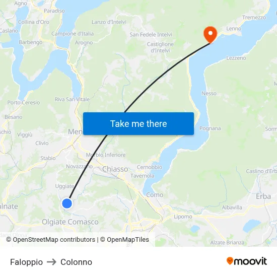 Faloppio to Colonno map