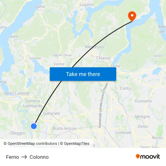 Ferno to Colonno map