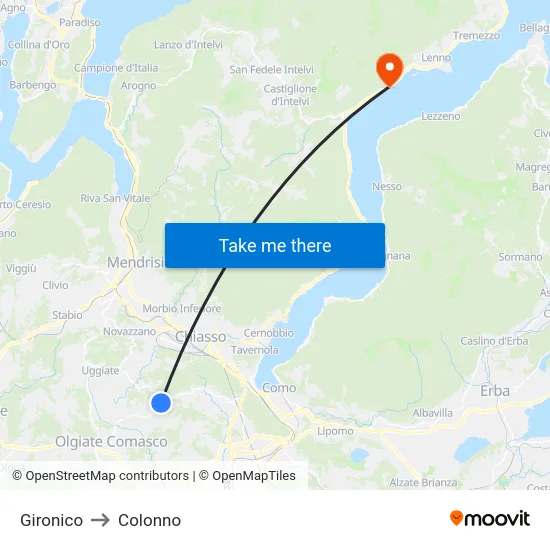 Gironico to Colonno map