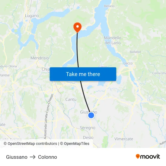 Giussano to Colonno map