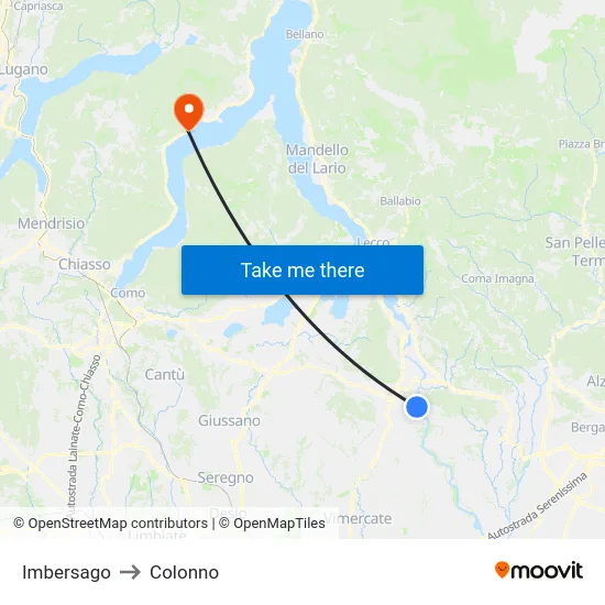Imbersago to Colonno map