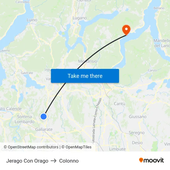 Jerago con Orago to Colonno map