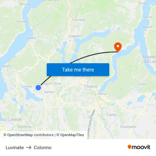 Luvinate to Colonno map