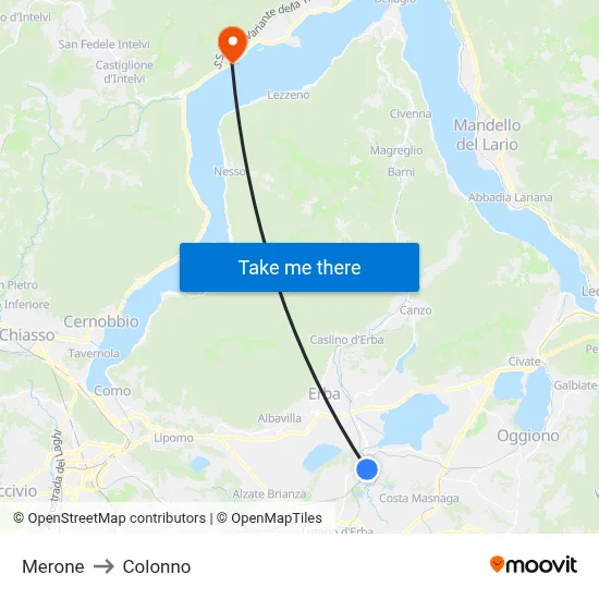 Merone to Colonno map