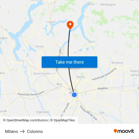 Milan to Colonno map