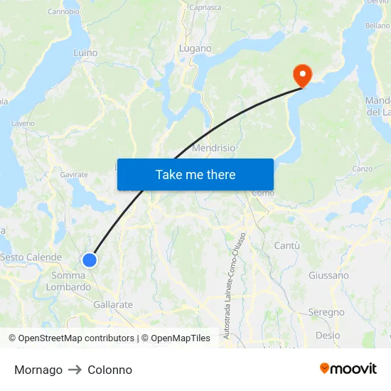 Mornago to Colonno map