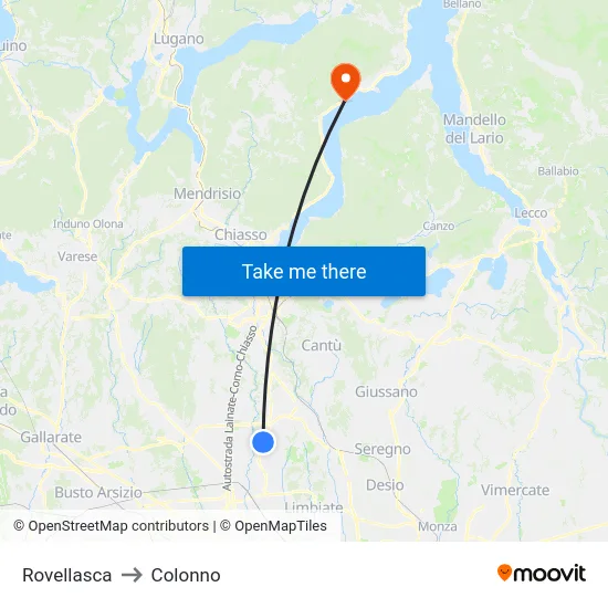 Rovellasca to Colonno map