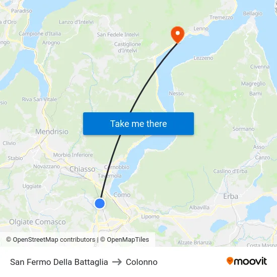 San Fermo Della Battaglia to Colonno map