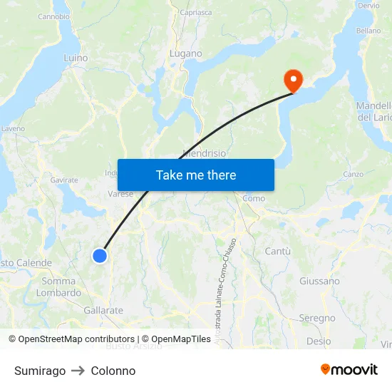 Sumirago to Colonno map