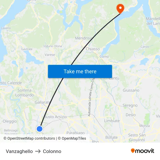 Vanzaghello to Colonno map