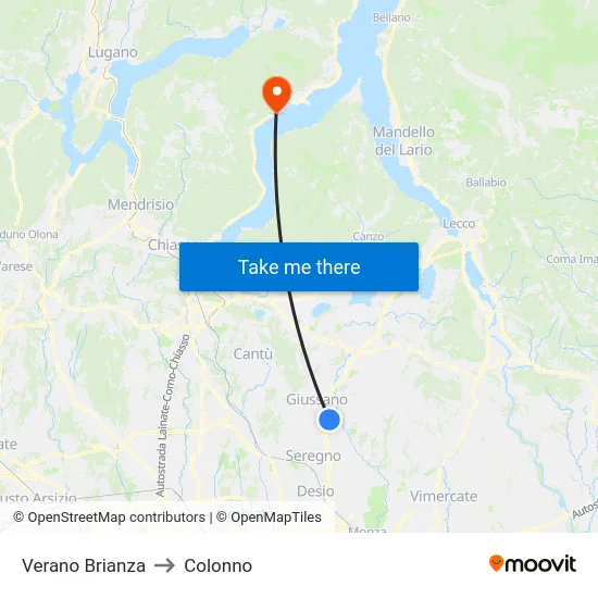 Verano Brianza to Colonno map