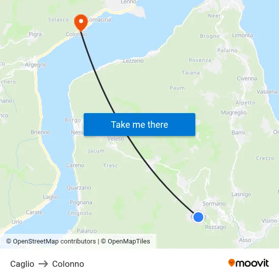 Caglio to Colonno map