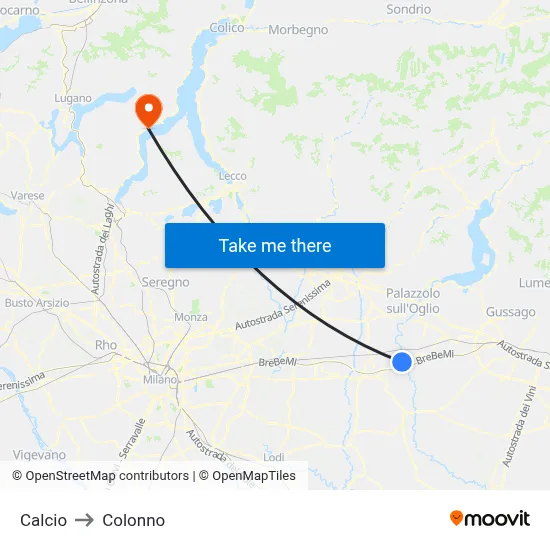 Calcio to Colonno map