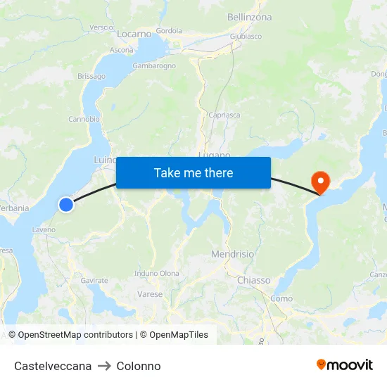 Castelveccana to Colonno map