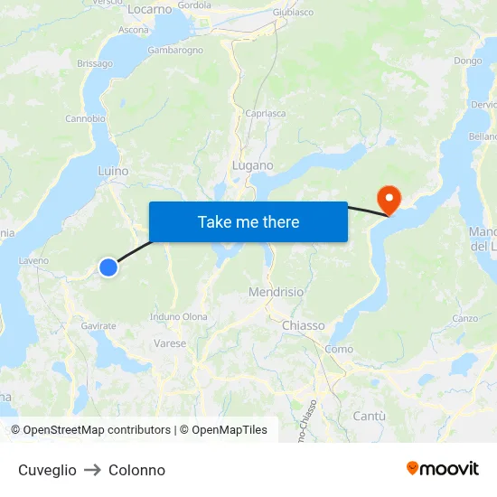 Cuveglio to Colonno map