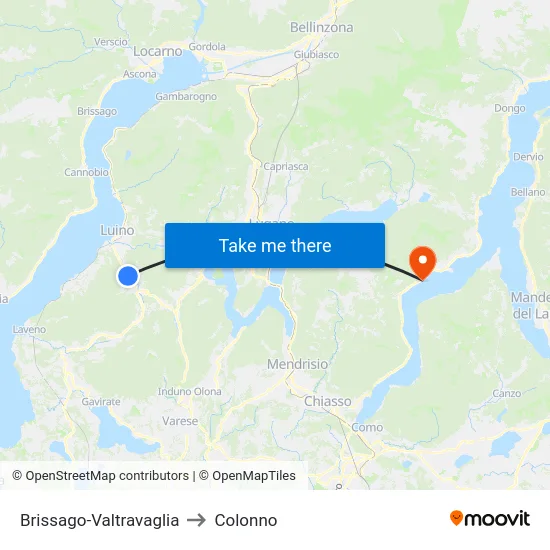 Brissago-Valtravaglia to Colonno map