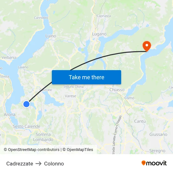 Cadrezzate to Colonno map