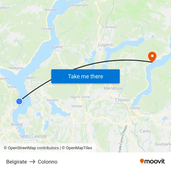 Belgirate to Colonno map