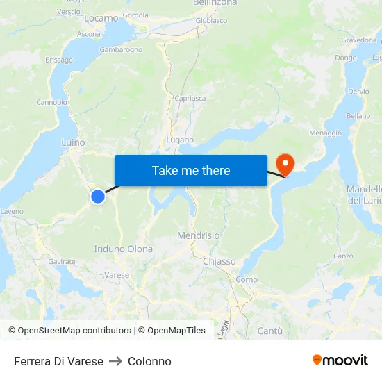 Ferrera Di Varese to Colonno map