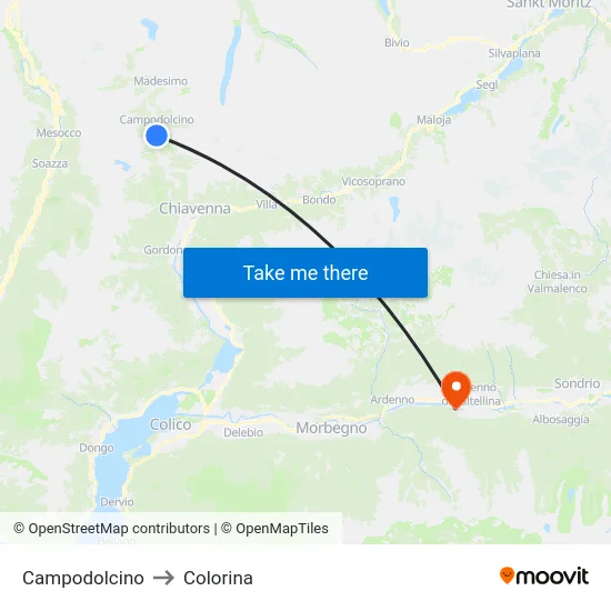 Campodolcino to Colorina map