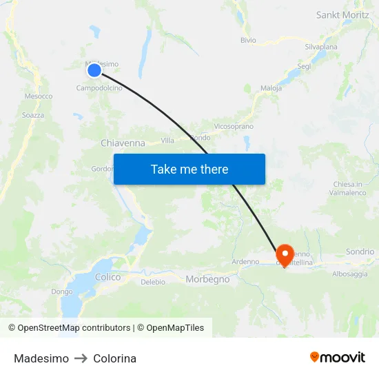 Madesimo to Colorina map