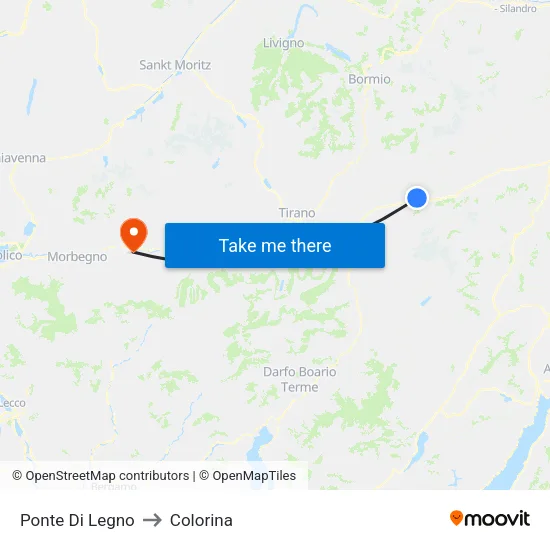 Ponte Di Legno to Colorina map