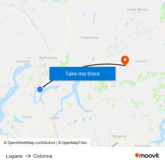 Lugano to Colorina map