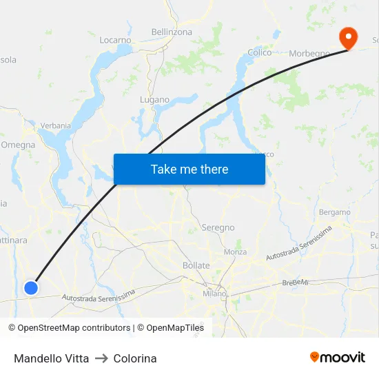 Mandello Vitta to Colorina map