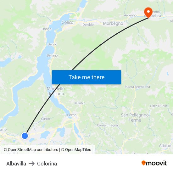 Albavilla to Colorina map
