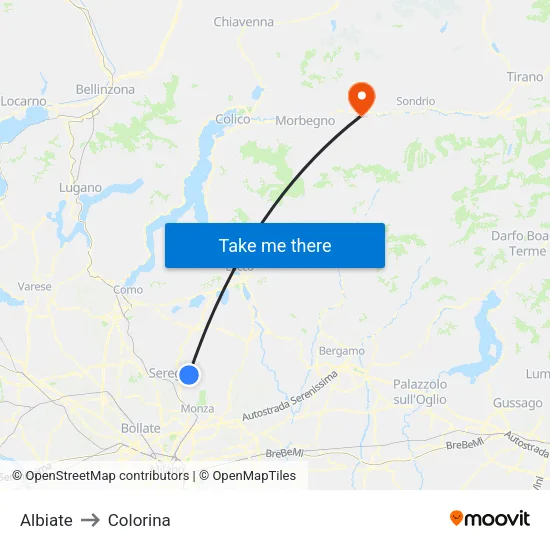 Albiate to Colorina map