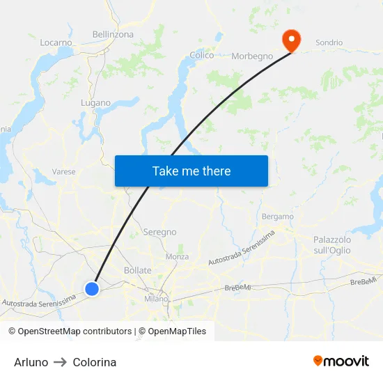 Arluno to Colorina map