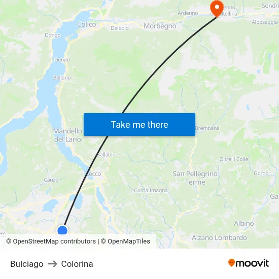 Bulciago to Colorina map
