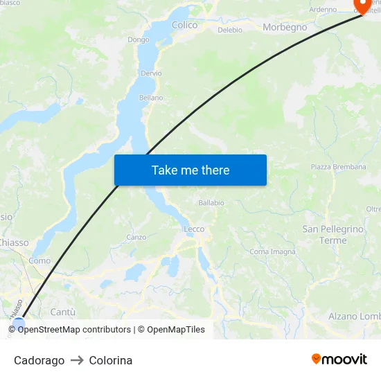 Cadorago to Colorina map