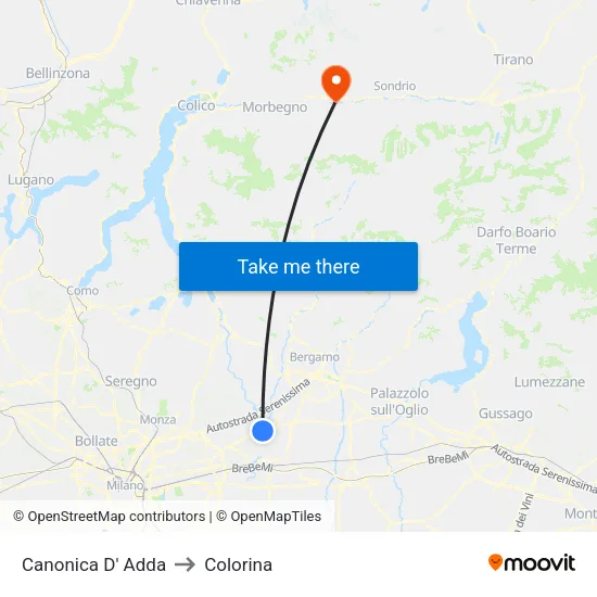 Canonica D' Adda to Colorina map