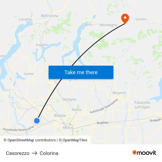 Casorezzo to Colorina map