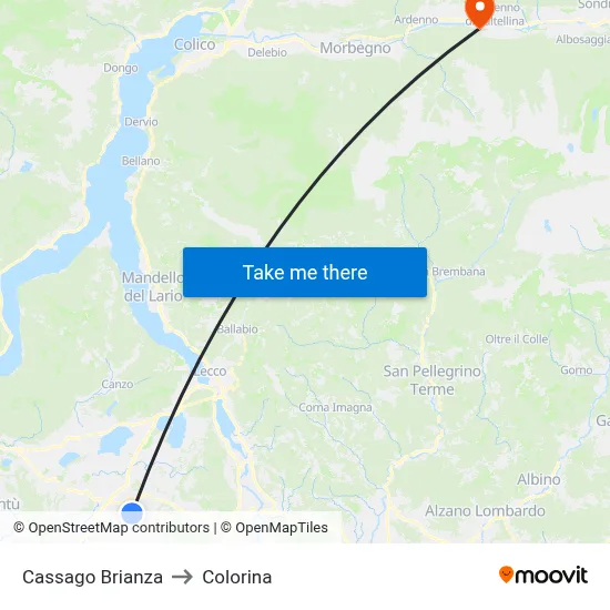 Cassago Brianza to Colorina map