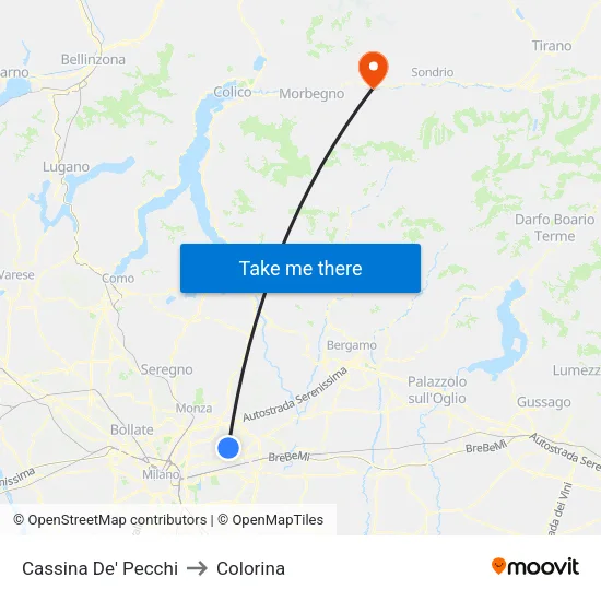 Cassina De' Pecchi to Colorina map