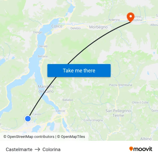 Castelmarte to Colorina map