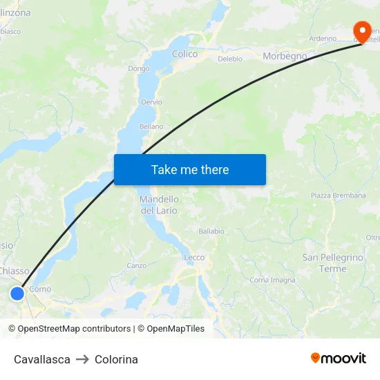 Cavallasca to Colorina map