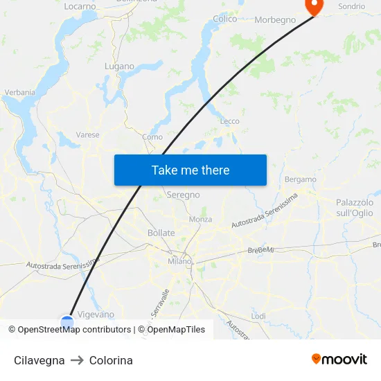 Cilavegna to Colorina map
