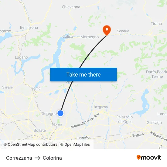 Correzzana to Colorina map