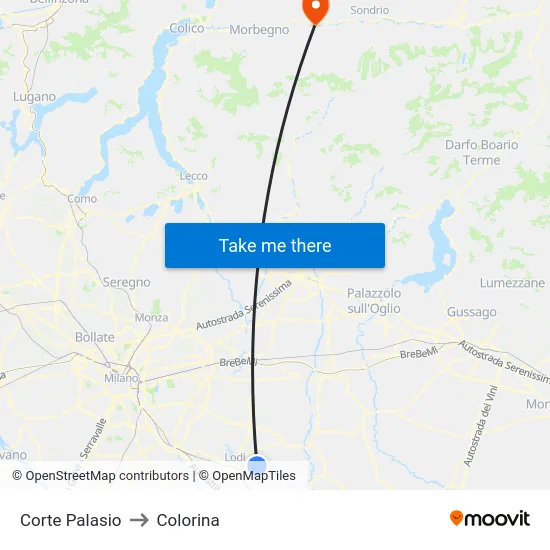 Corte Palasio to Colorina map