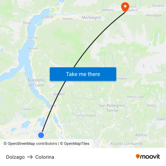 Dolzago to Colorina map