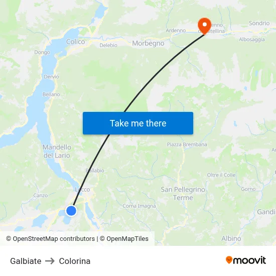 Galbiate to Colorina map