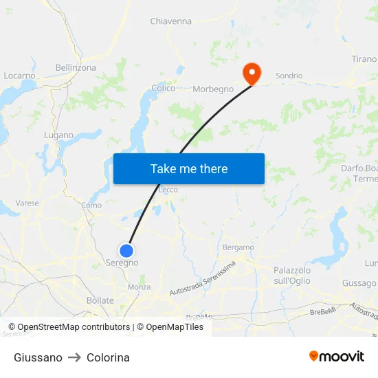 Giussano to Colorina map